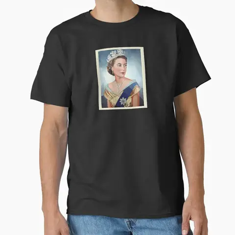 Elizabeth II x Long Live the Queen Classic T Shirt vintage Washed Casual homme Versatile Stylish streetwear Soft Slightly
