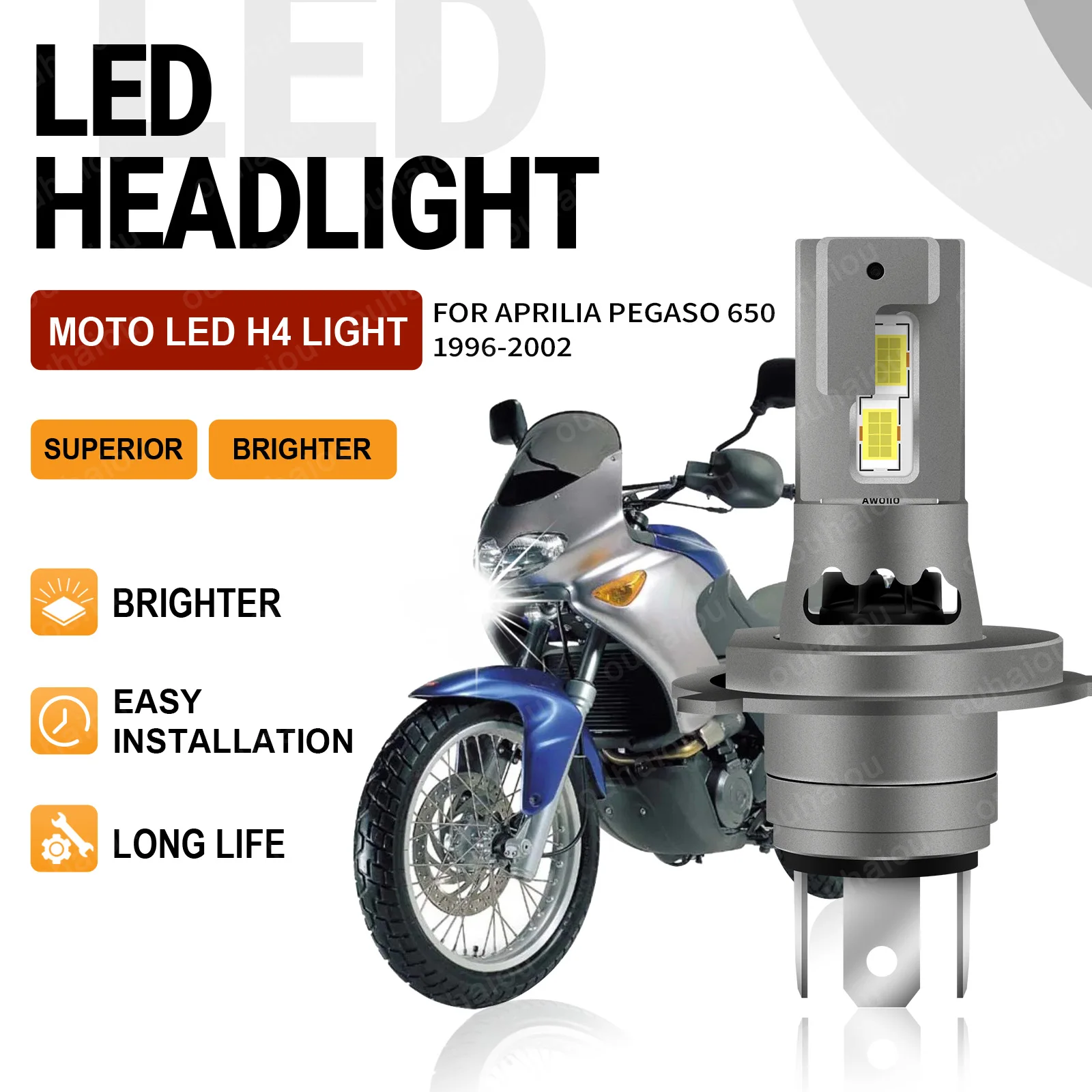 

Для Aprilia Pegaso 650 1996 1997 1998-2002 1 шт. мотоциклетная фара H4 светодиодная лампа CSP 3570 для мотоциклетных фар дальнего ближнего света 12 В