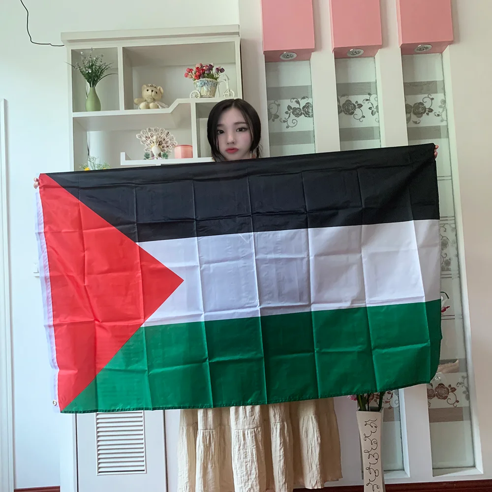 

wholesale Palestine Flag 60x90cm 90x150cm High Quality Polyester hanging Gaza Palestinian Palestine flag banner