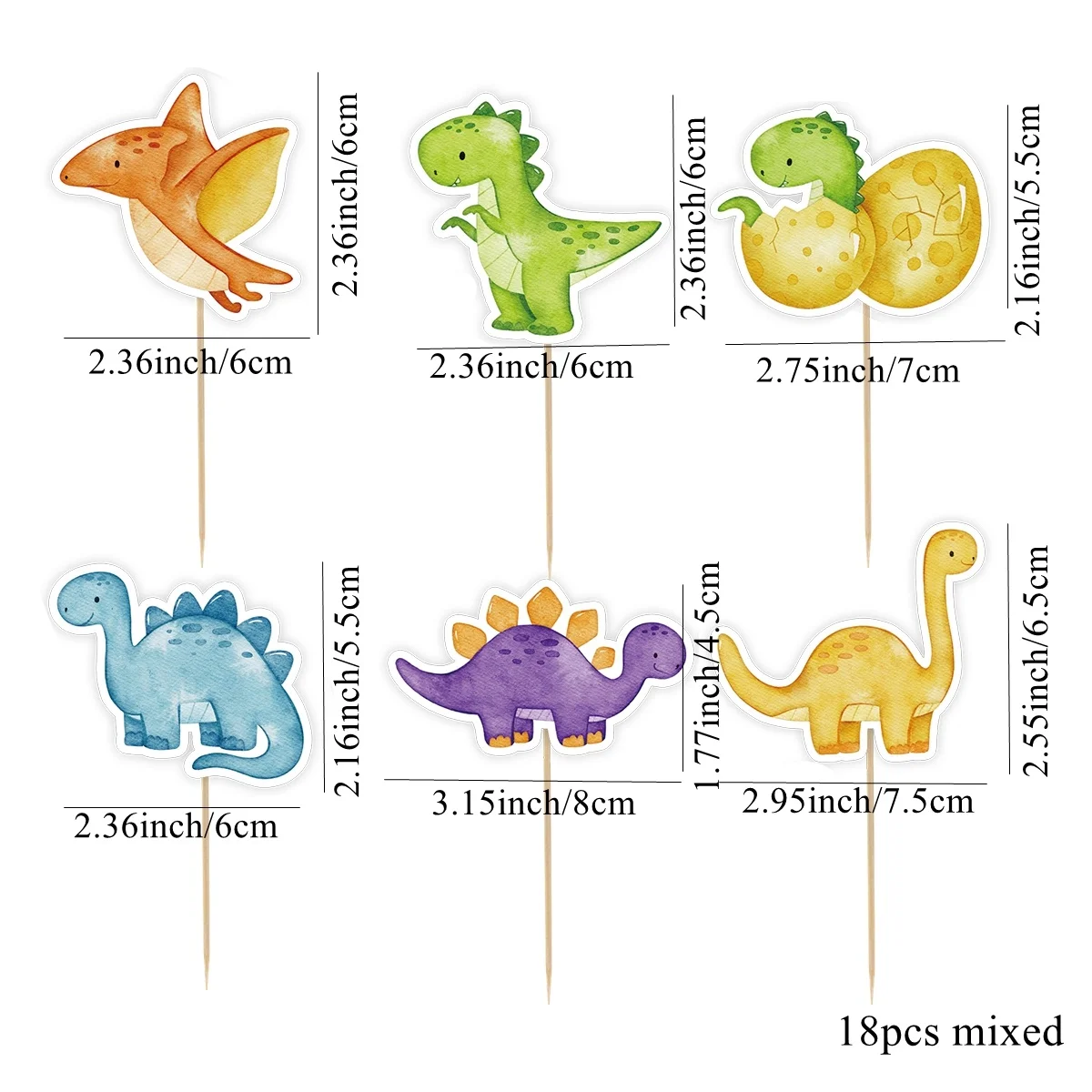 1Set Carton Dinosaur Cupcake Topper Multi Type Toppers For Kids Dinosaur Themed Birthday Party Decoration DIY Cake Supplies