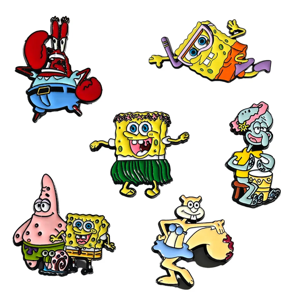 

1 Set Cute Cartoon SpongeBob SquarePants, Big Star Metal Brooch, Clothing Decoration, DIY Badge, Brooch Accessories Y2k Fashion