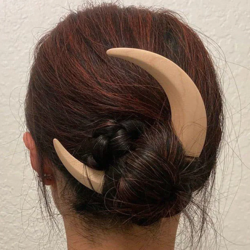 

3Pcs Wooden Fork Chic Polished Hairpin for Women Bun Styling Decorative Hair Accessories Women Headdress