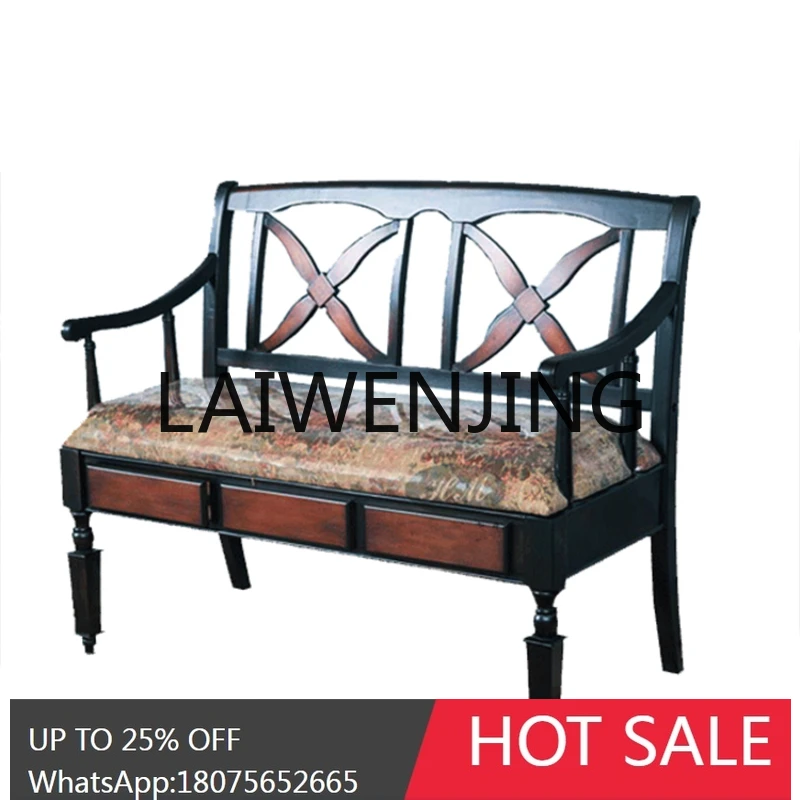 RWJ Leisure Pastoral Style Double Solid Wood Vintage Distressed Coffee Shop Balcony Chair