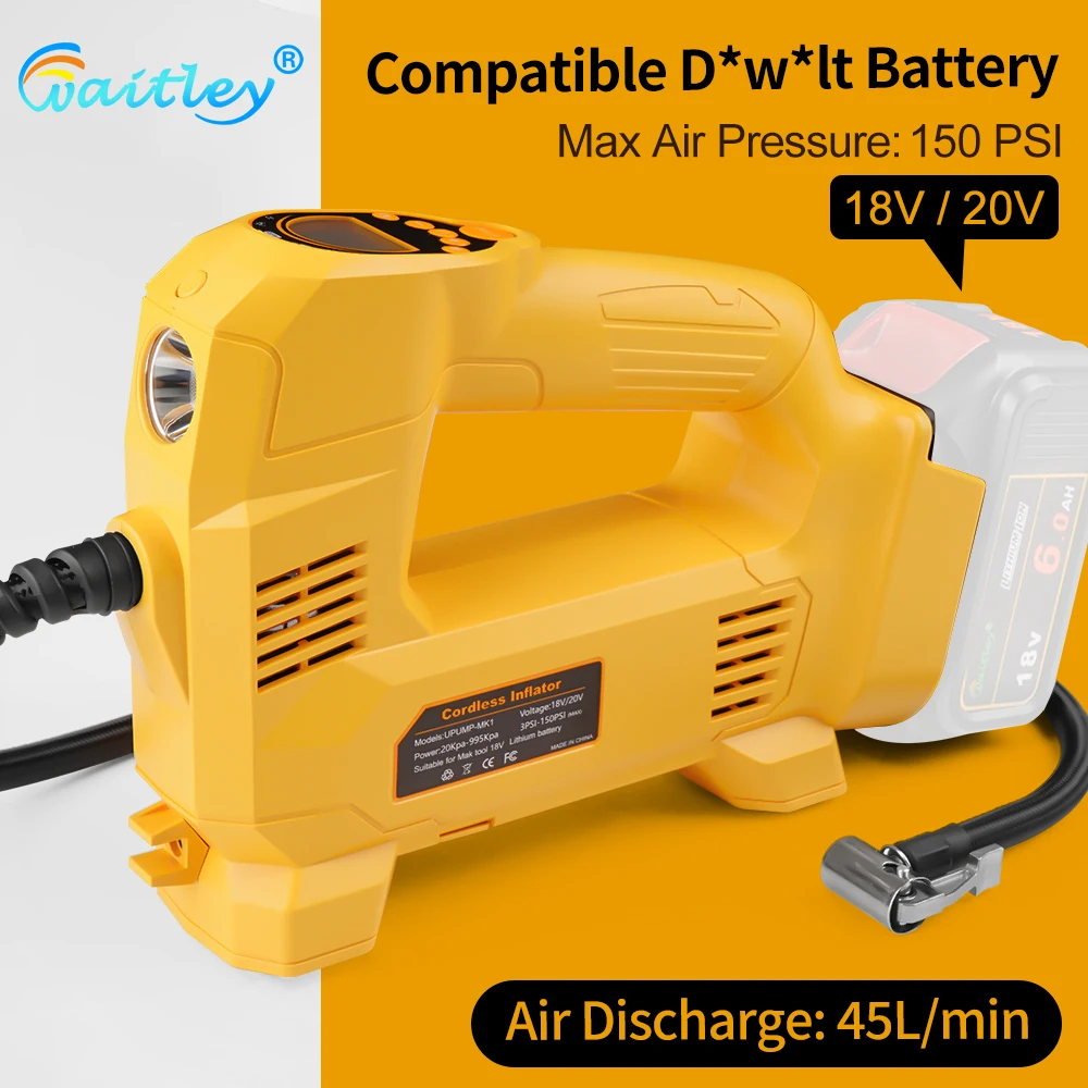 Tragbarer Luftpumpe des Luftkompressors für Dewalt oder Makita 18V/20V Akku / Autoreifen-Motorrad-Akku-Elektropumpe für den Außenbereich
