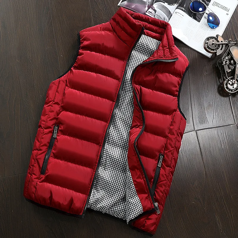 Men Vest Windproof Vest Men Jacket Sleeveless Vest Winter Jacket Casual Coat Men down Cotton Warm Thicken Waistcoat thick gilet