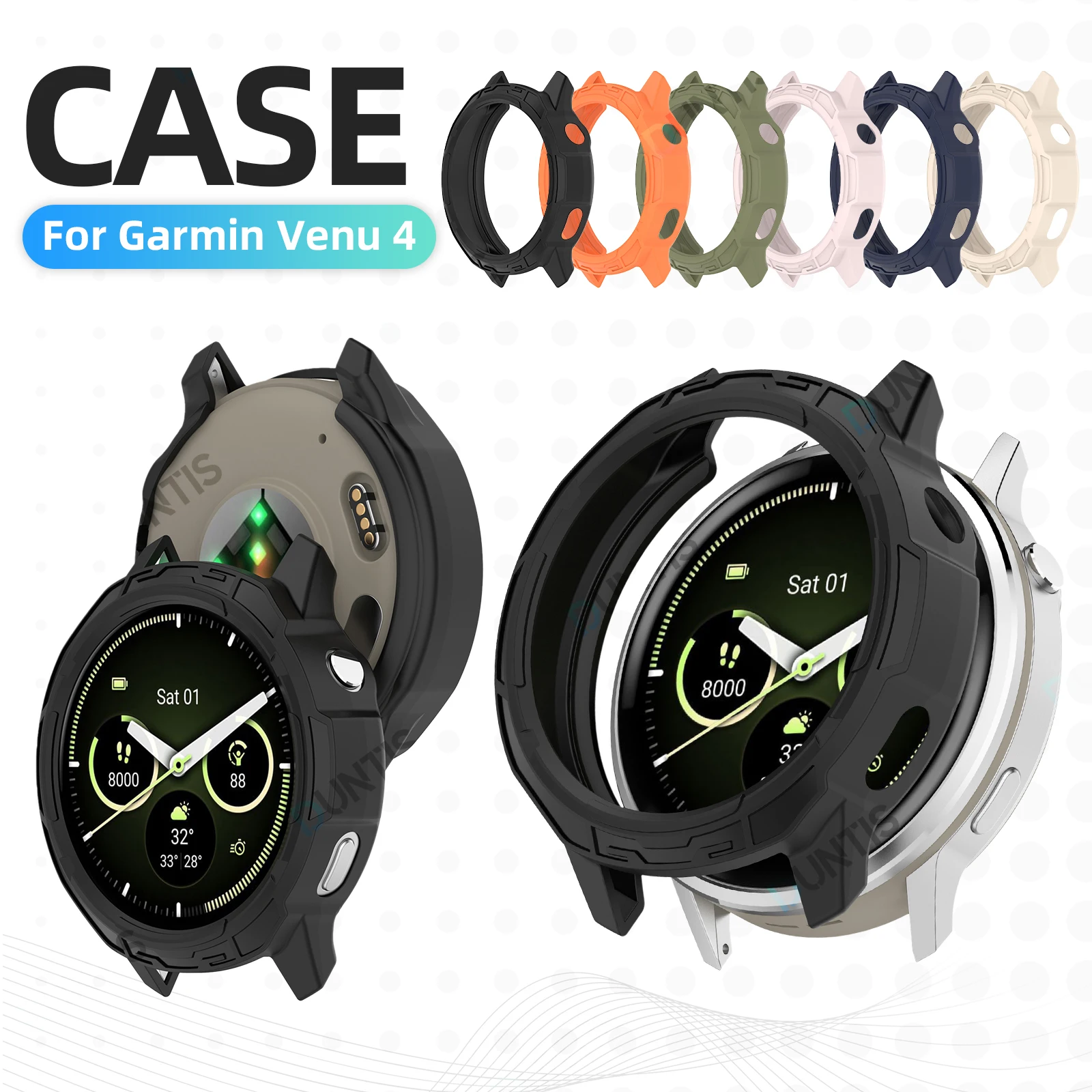 Protective Case Cover for Garmin Venu 4 41MM / 45MM Shock-Proof Soft Silicone Shatter-Resistant Smart Watch Protector Shell