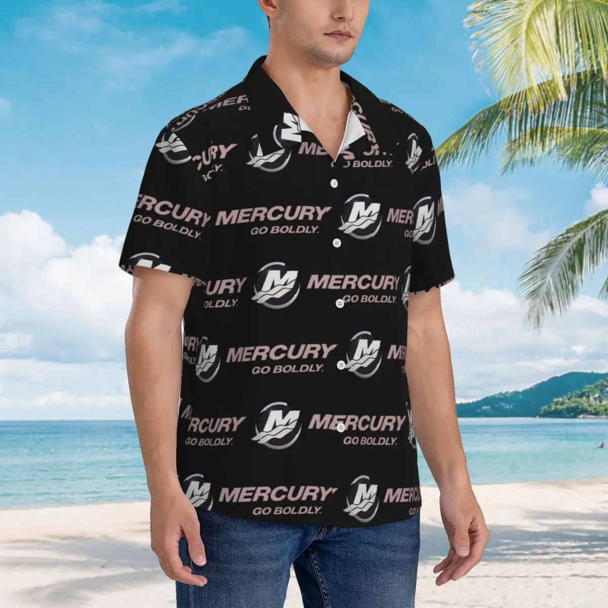 

Mercury Go Boldly Boat Гавайские рубашки Забавная мужская рубашка с коротким рукавом для лета, пляжа, мужские топы на пуговицах