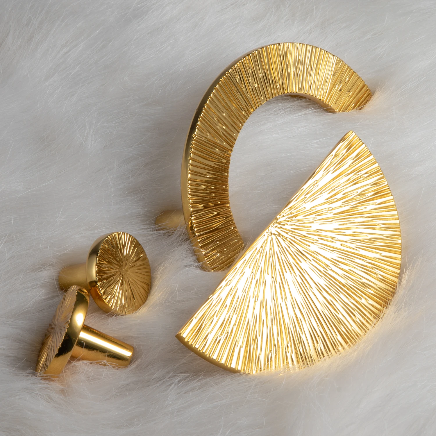 Rich Gold Semicircle Irregular Circle Knob French-style Creative Cabinet Knob and Pulls Half Moon Knobs Handmade Kitchen Handle