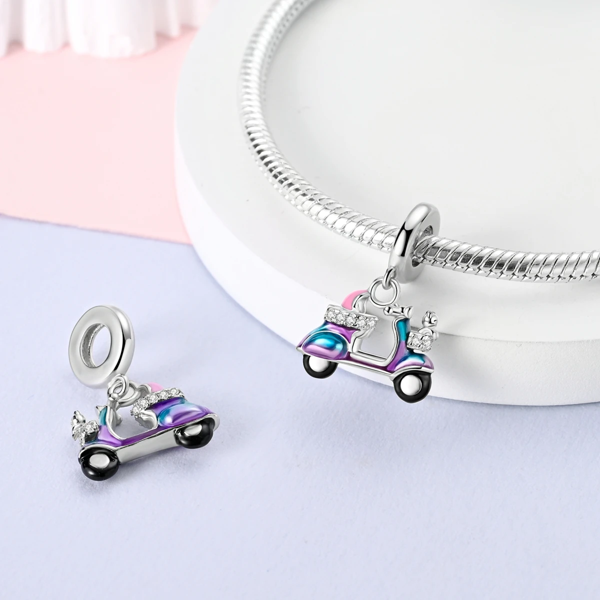 Silver Plated Colorful Charms Beads Fit Original Bangle Unicorn Fiery Dragon Pendant Dangle Bracelet DIY Women Jewelry Gift