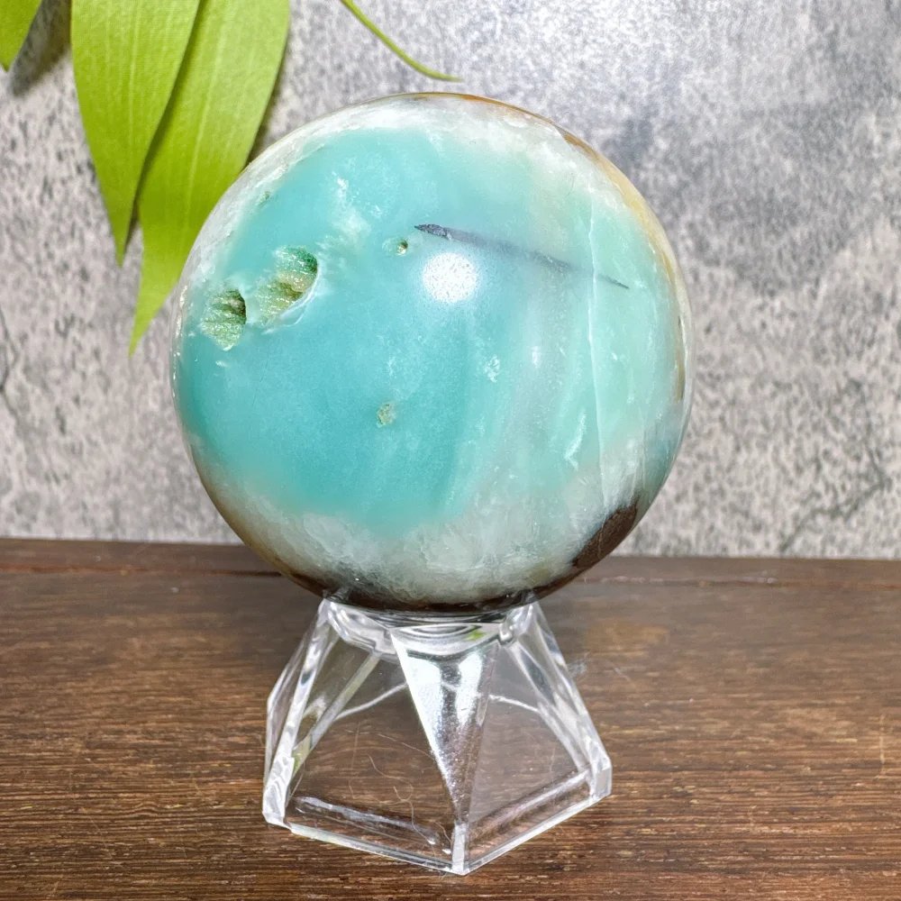 Natural Blue Yellow Caribbean Calcite Sphere Raw Stone Healing Crystal Reiki Energy Home Decor
