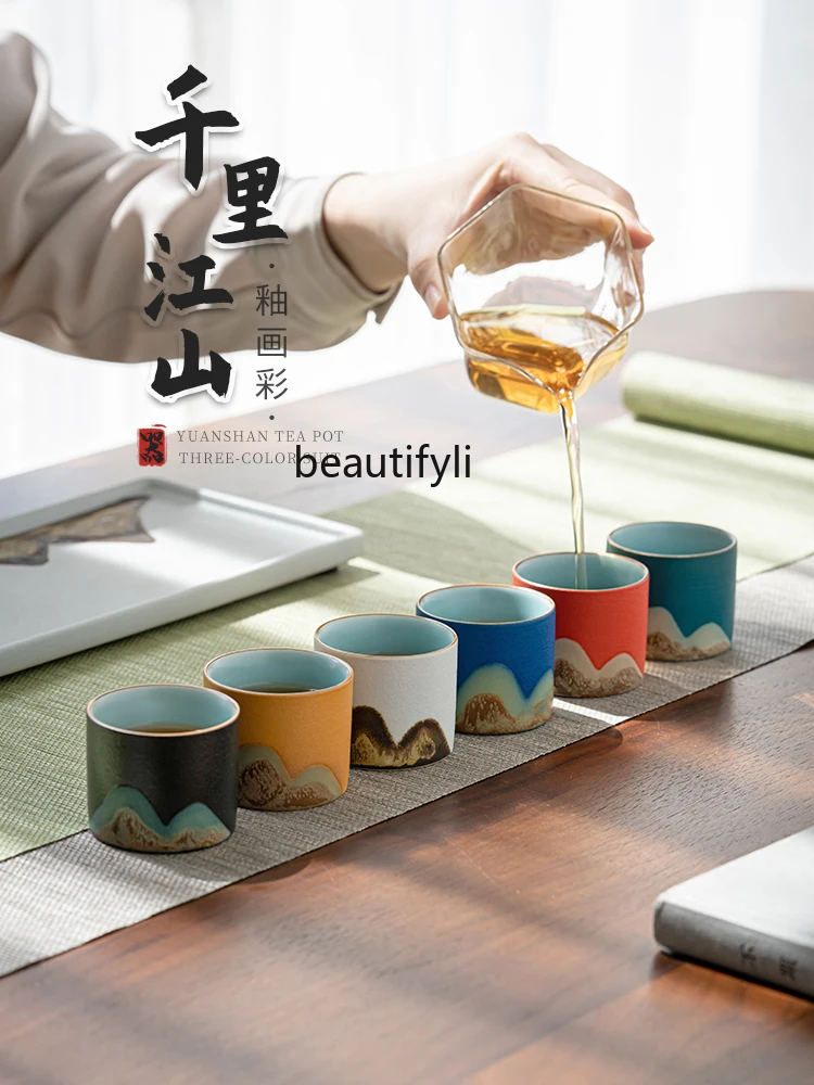 Guofeng hand-painted teacup ceramic tea tasting master cup tea set holiday gift box