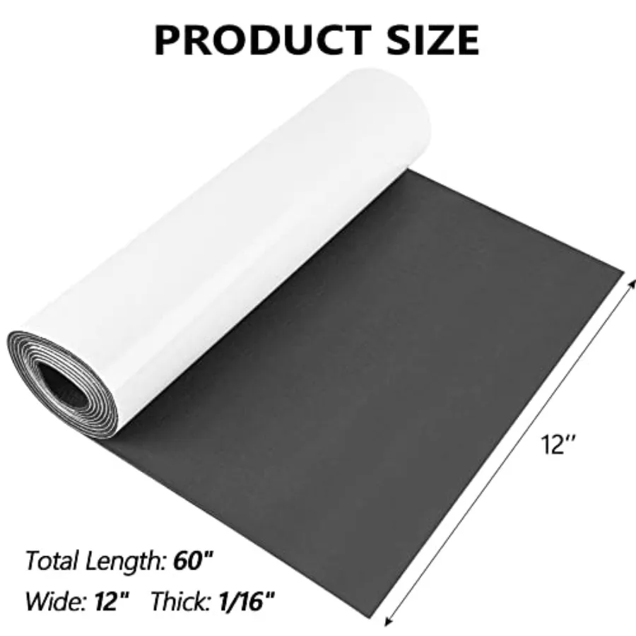 Sponge Neoprene Foam Rubber Sheet with Adhesive, 12 in x 60 in x 1/16 in Multi-Function Soundproof High Density Waterproof Rubb - view 2