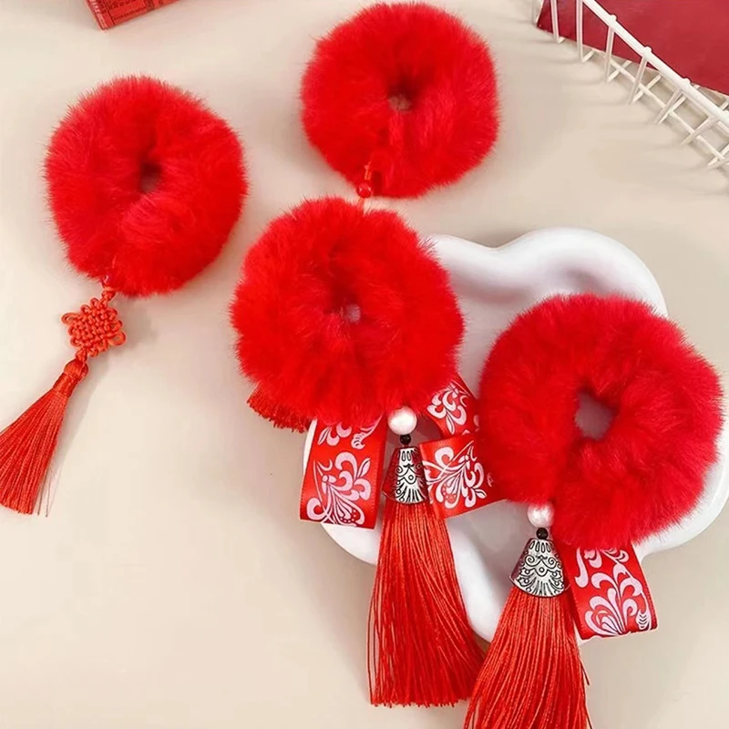 Pinzas para el pelo de imitación de piel de conejo para bebé, horquillas grandes rojas para el pelo, accesorios de Navidad y Año Nuevo, China, 2 unids/lote por par