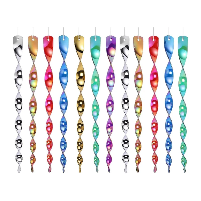 30cm Hanging Bird Repellents 12Pcs Reflective Bird Deterrent Rod Reflective Wind Spiral Hanging Bird Scarer Rods Set Garden Tool