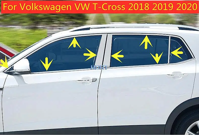 

Car styling stainless steel window trim strip pillar trim moulding sticker fit For Volkswagen VW T-Cross 2018 2019 2020