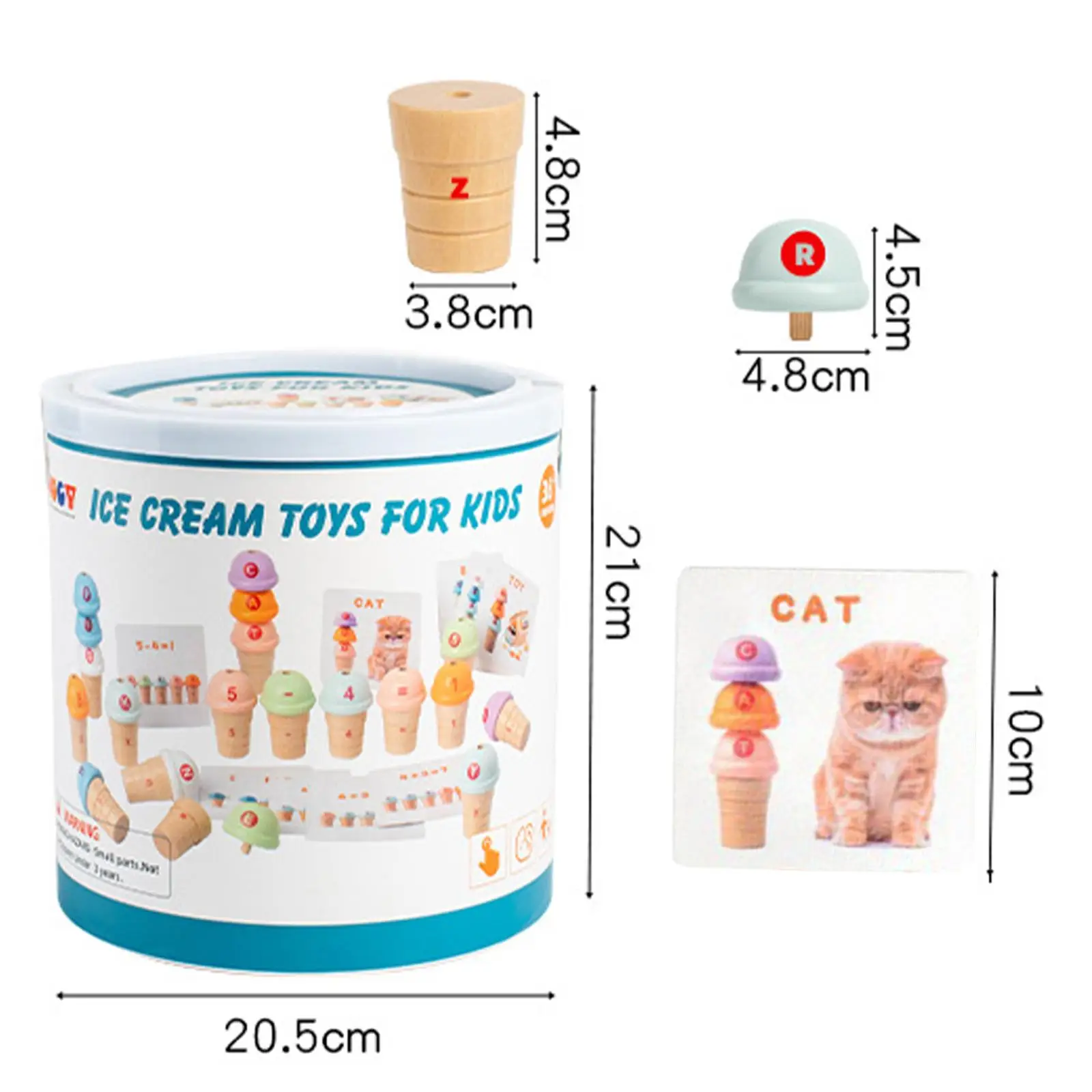 Ice Cream Counting and Color Sorting Education Toys with Storage Bucket Spoons for 3+ Year Old Boys Girls Children Toddlers Kids