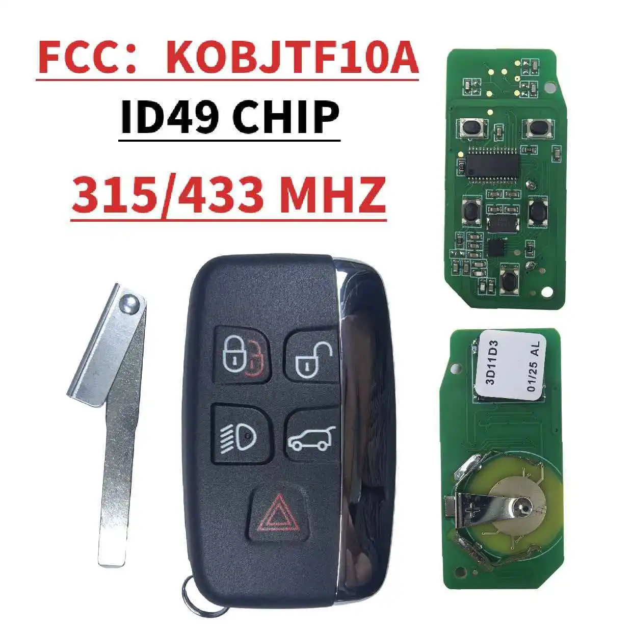 jingxin 5 Button For Land Rover Range Rover Sport Evoque Discovery 4 For Jaguar Freelander XFL XE XJ Smart Remote Key/PCB/Shell