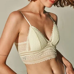 Biancheria intima da donna Sexy in pizzo reggiseno senza schienale reggiseno triangolare Bralette morbido con schiena bassa Biustonosz Lingerie femminile reggiseni di pizzo per le donne