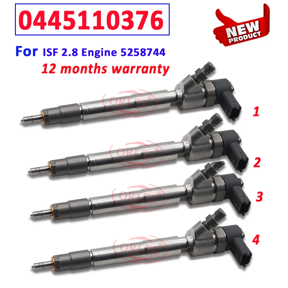 

4 PCS NEW Diesel Injector 0 445 110 376 Common Rail Injector Nozzle 0445110376 For CUMMINSS 5285744 ISF 2.8 ORLTL 0445 110 376