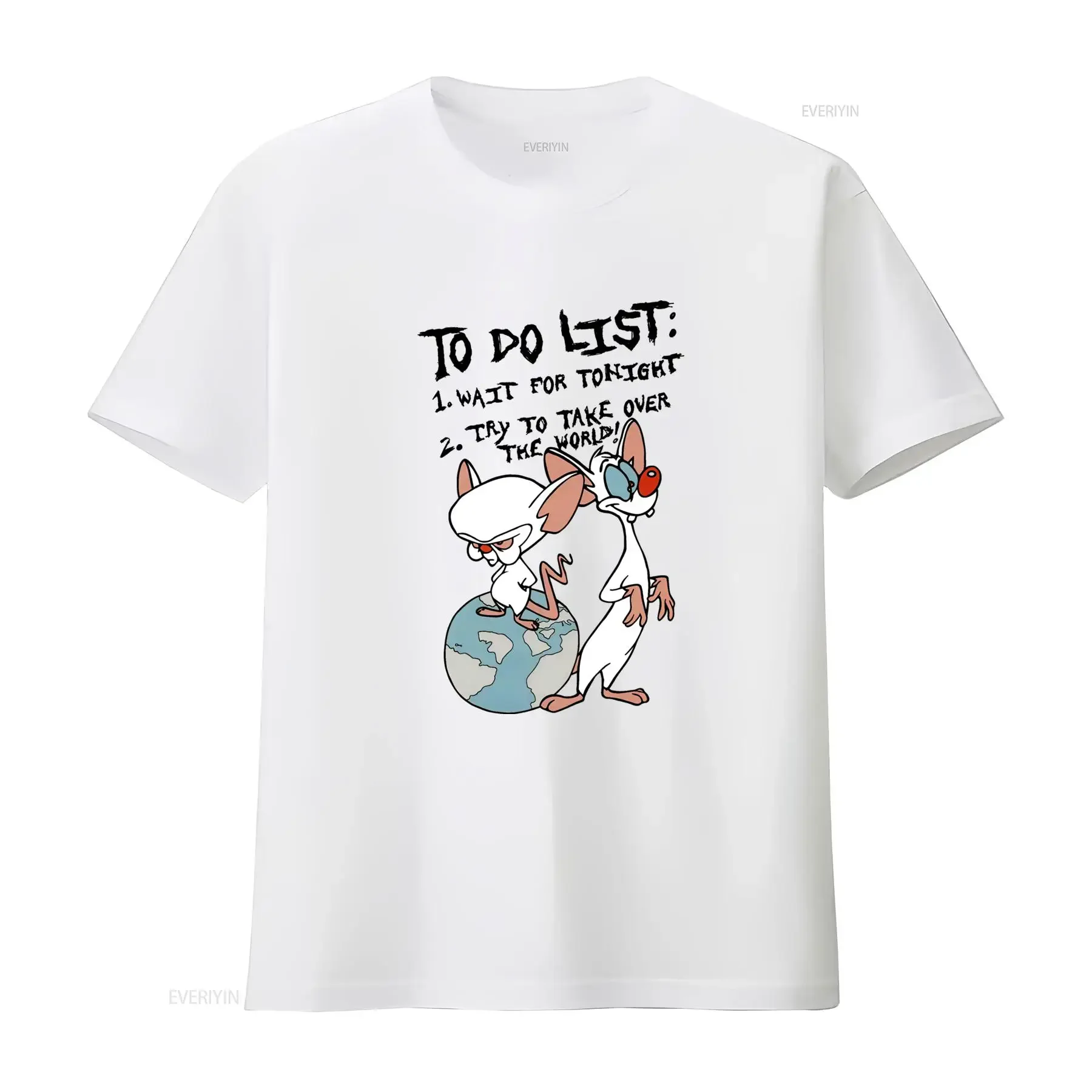 Pinky and the Brain To Do List T Shirt for Men Fun Cartoon Design Comfortable Fit Perfect Fans vintage Washed Stretched