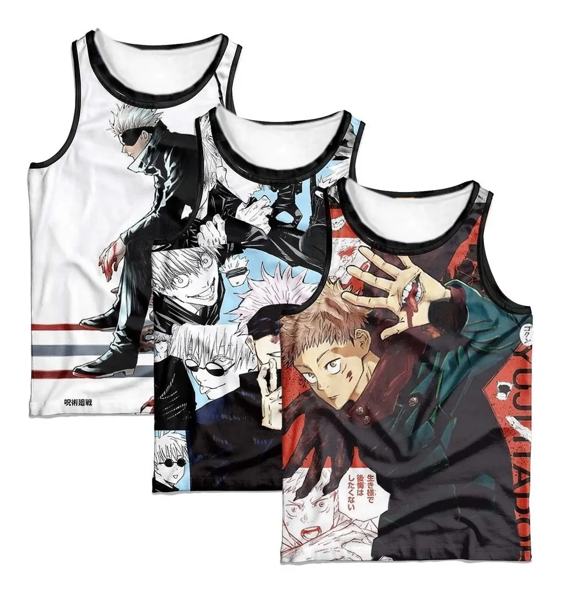 Adult and Children Jujutsu Kaisen Multi-form 3D Printed Anime Sleeveless Vest, Shorts, Friends