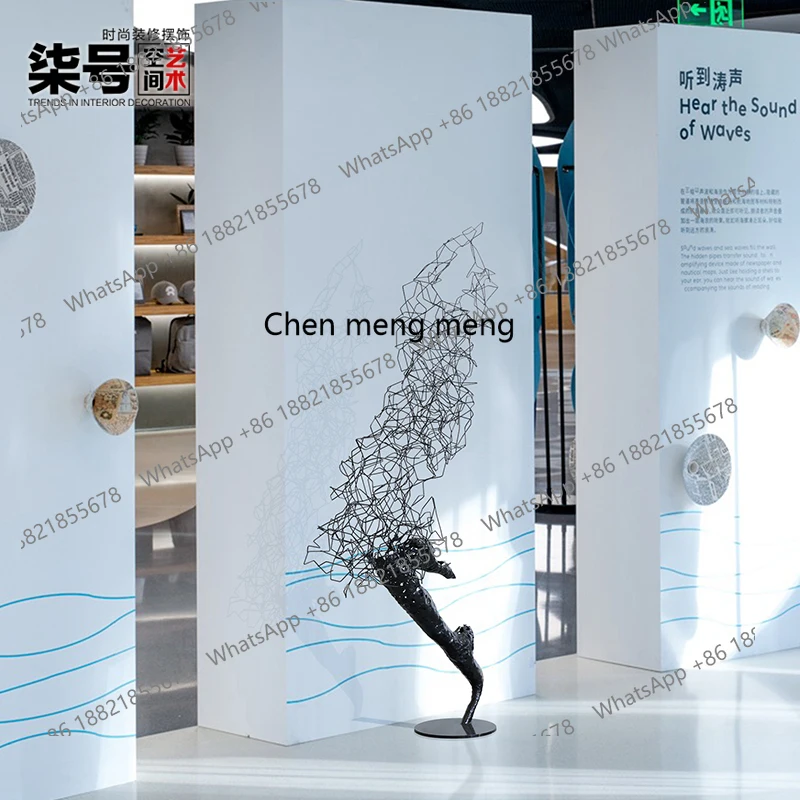 

Hotel lobby sculpture art figure metal ornament large floor soft decoration