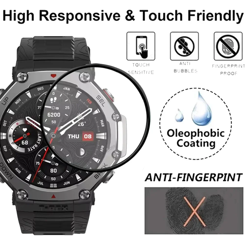 2Pcs Screen Protector For Amazfit T-rex 3 Smart Watch 9D Curved Edge Screen Protector for Huami Amazfit T-rex 3 Film Not Glass