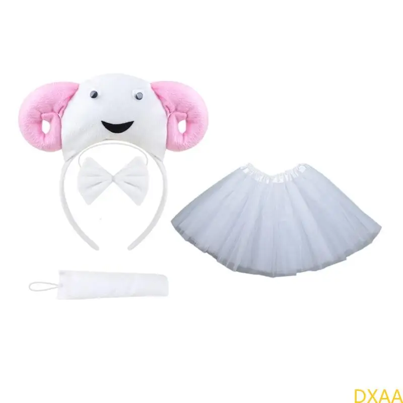 DXAA Sheep Costume Set Sheep Ears Tail Bows Tutu Skirt Animal Fancy Costume Accessories Kids Halloween Cosplay Props