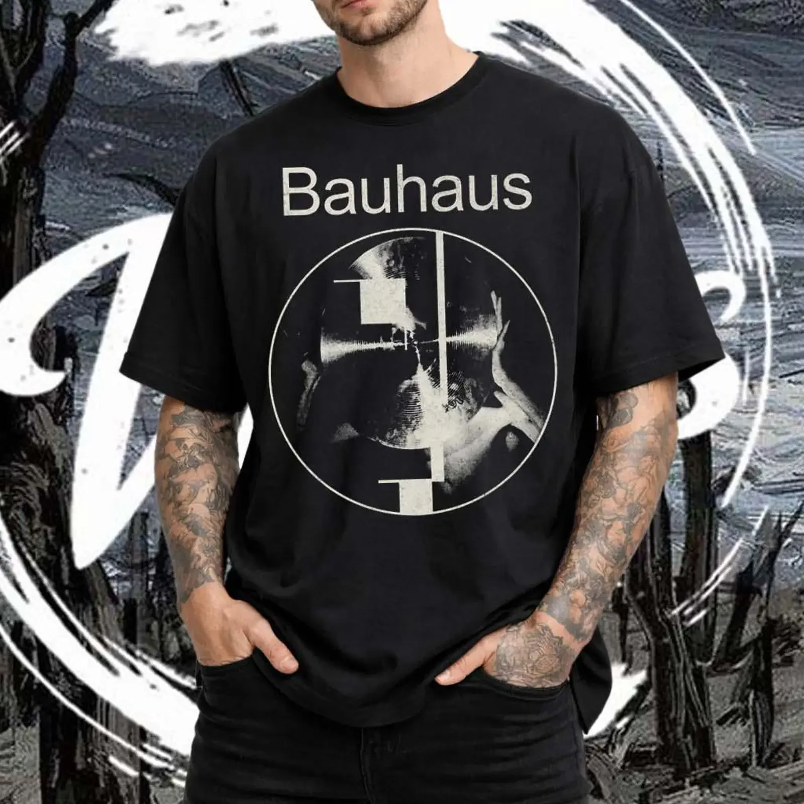 Bauhaus T Shirt 80s band tees gothic shirts graphic tee retro  vintage Washed Unisex Top For Everyday Wear Stretched homme