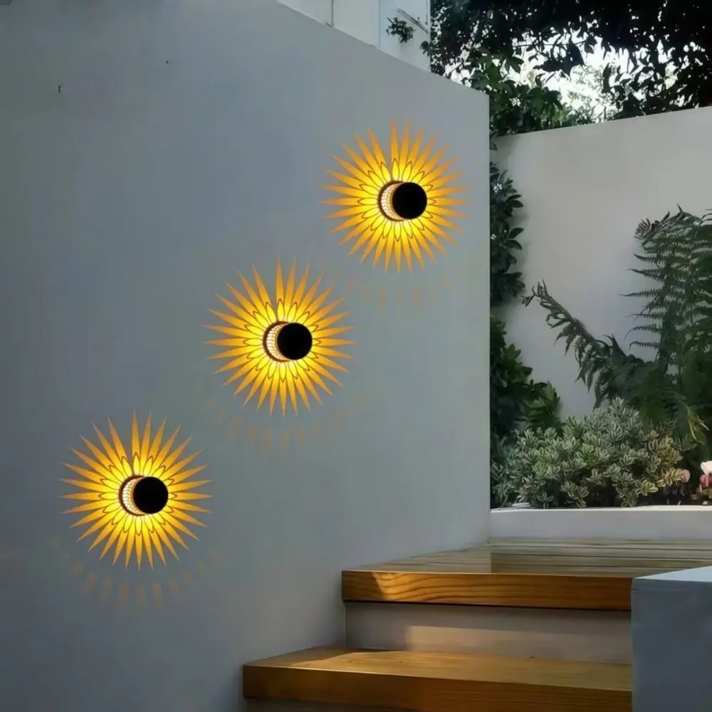 Practical Hollow Solar Wall Lamp Flower Design Waterproof Solar Projection Lamp Iron Creative Outdoor Garden Light Balcony
