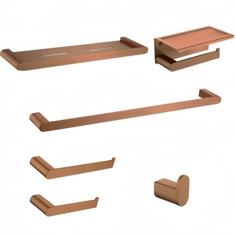Brushed Rose Gold Stainless Steel Towel Rack Toilet Paper Rack Towel Bar Robe Hook Soap Dish Storage Rack Bathroom Accessories