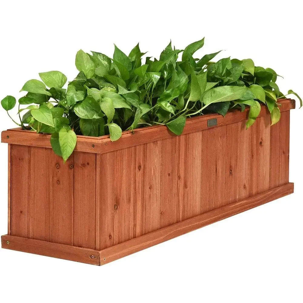 40x12 Inch Elevated Wooden Garden Bed for Vegetables and Plants