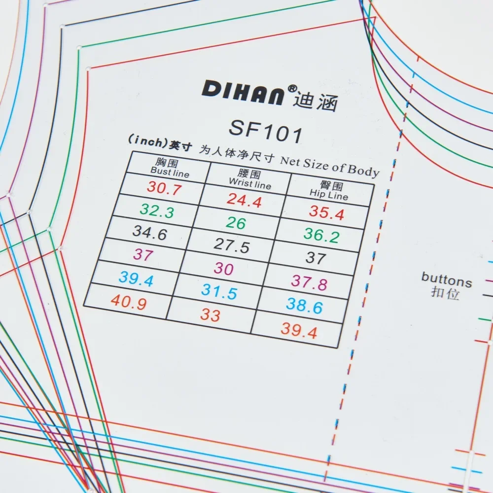 Professional Women's Shirt Ruler for Creating Basic Shirt Pattern Templates – Essential Tool for Shirt Design and Sewing SF101