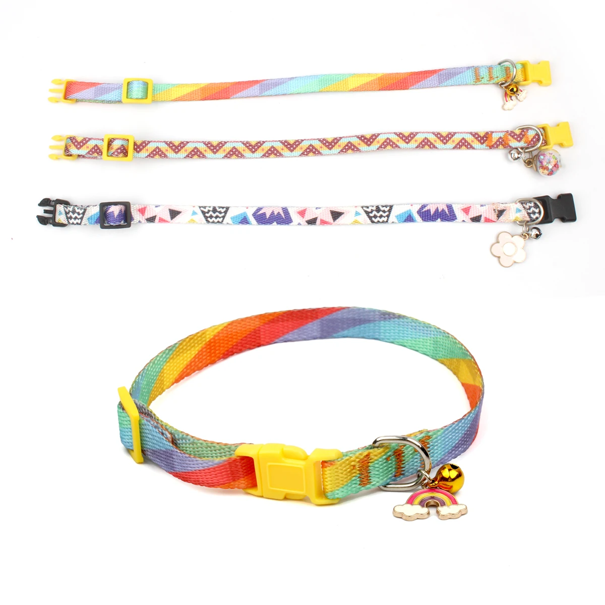 Nur süßes Katzenhalsband für Kätzchen und Welpen, Haustierhalsband mit Anhänger, Glocken, bedrucktem Muster, trendigem, verstellbarem, dekorativem Halsring – Detail 4