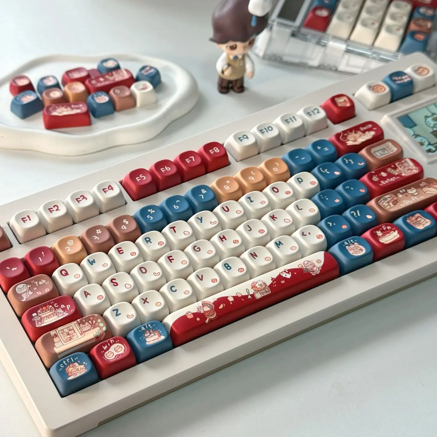 Meow Kitchen keycaps XOA height PBT material five-sided hot sublimation process fresh and cute personalized keycaps