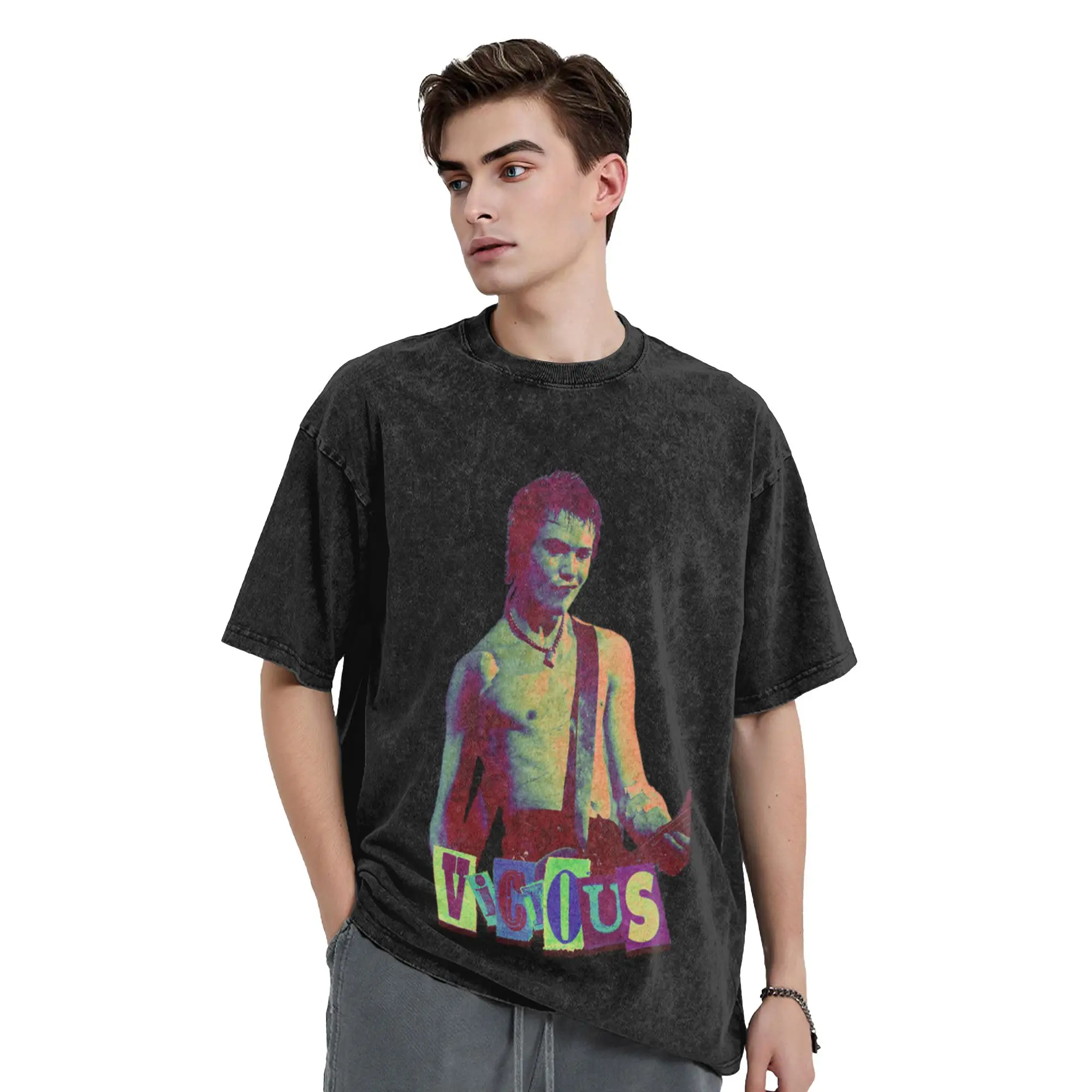 Sid vicious grunge vintage Unique Comfort A Washed T Shirt Men's Women's Oversized Cotton Tees Tops