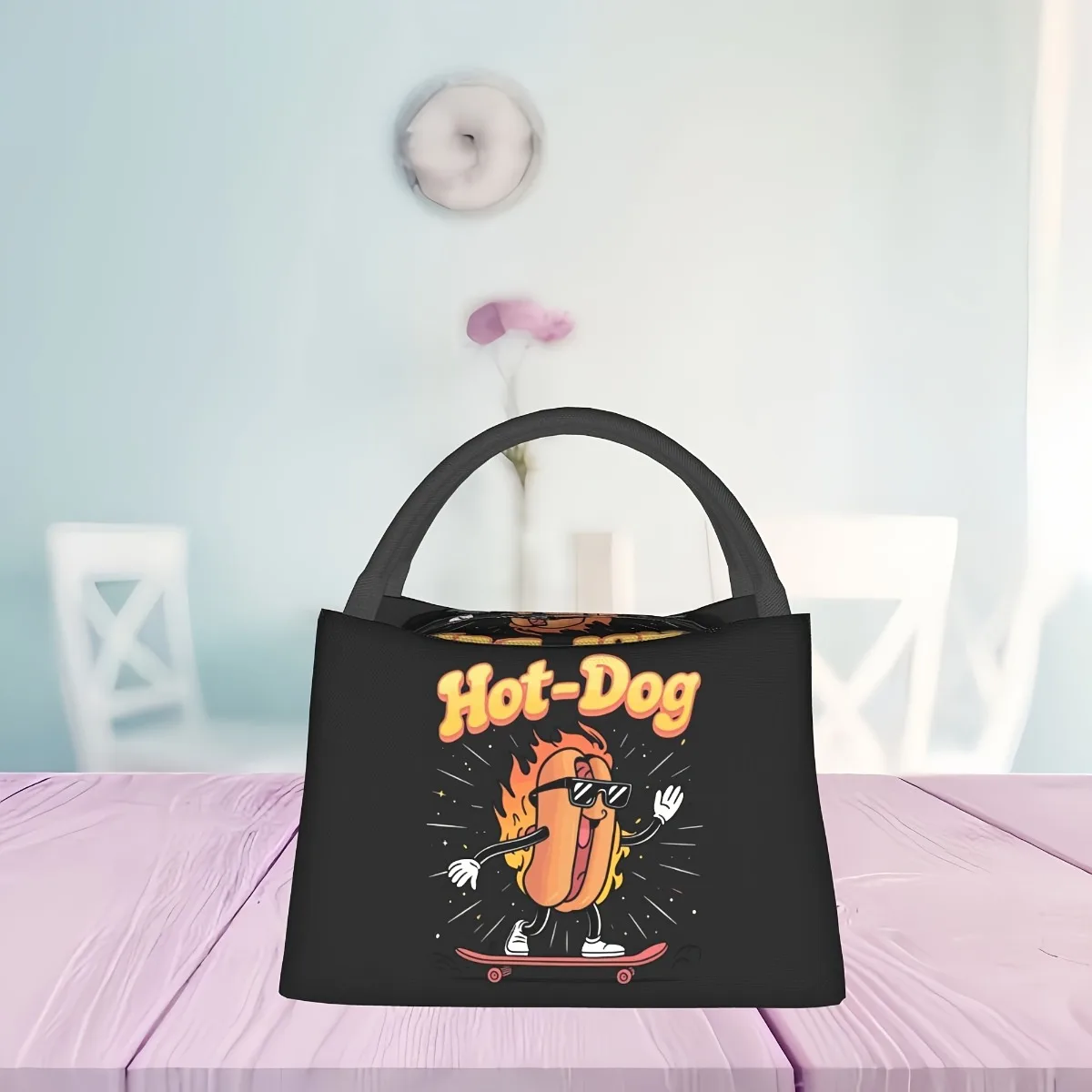 Lancheira isolada com padrão de cachorro-quente adequada para casa, restaurante, escritório, canteiro de obras e lancheira ao ar livre