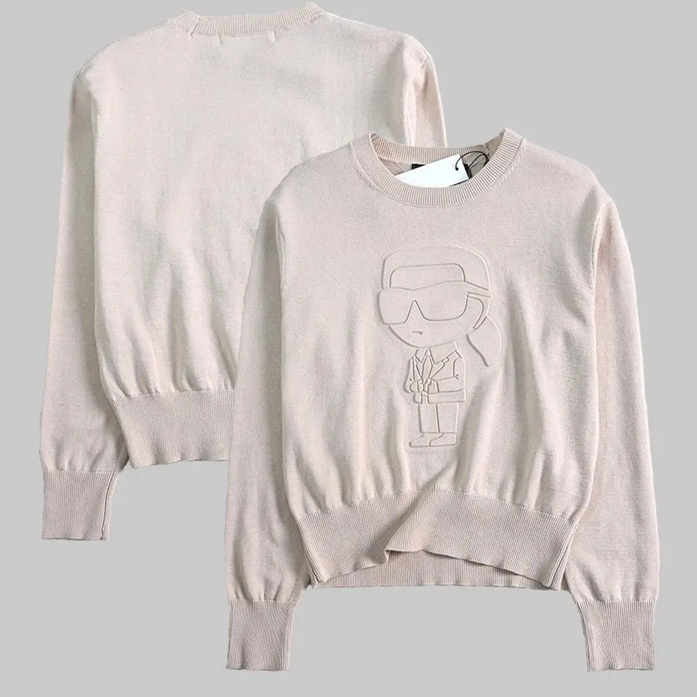 

American Sle Long Sve round Ne Knitted Sweater Emed Flower Cartoon Design Casual Comfortable Neline Knitwear