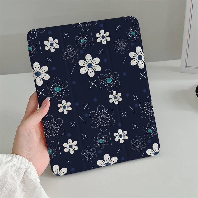 

Для Apple iPad Pro 2024 11 дюймов Air 5/4 10,9 iPad 10 7/8/9 10,2 Air 3 10,5 дюймов мини 6/5/4 Чехлы с цветочным принтом и держателем для ручек