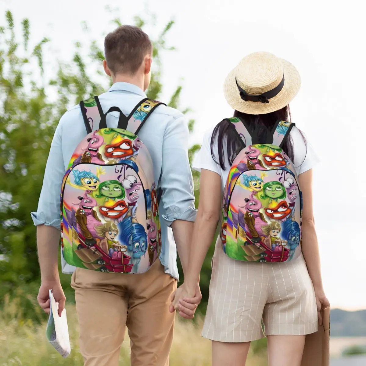 Von innen nach außen 2 Cartoon Emotion Rucksack für Vorschule Grundschule Schüler Humor Manga Buch Taschen Junge Mädchen Tages rucksack leicht