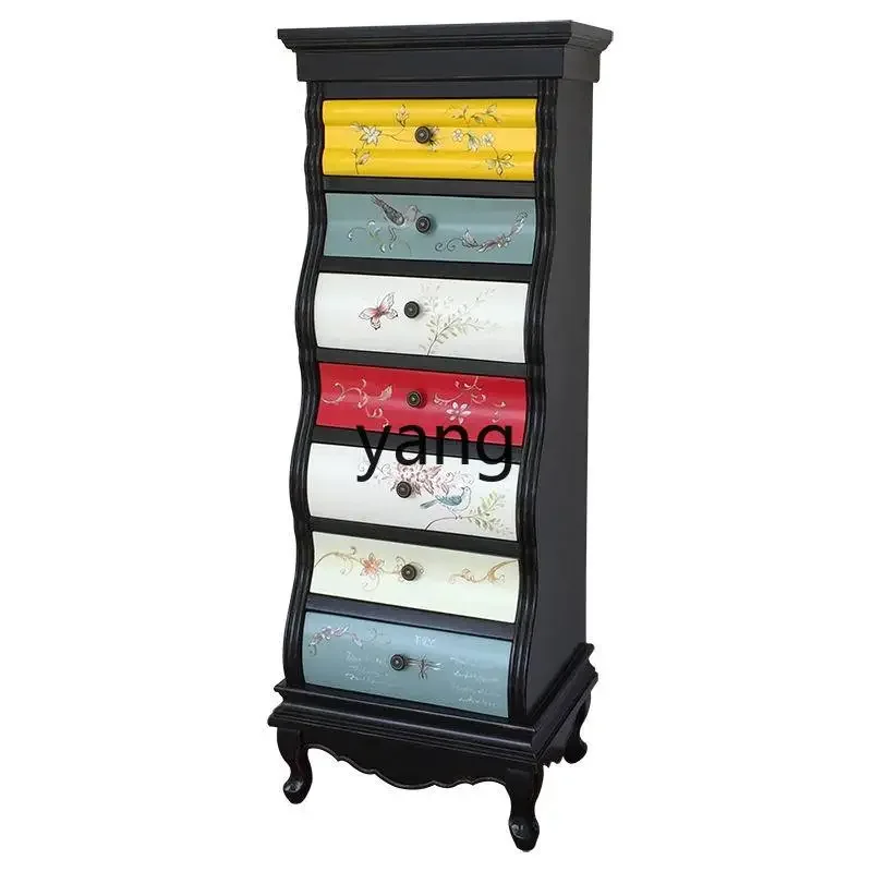 CX seven-bucket living room bedroom storage chest of drawers retro painted foyer entrance cabinet