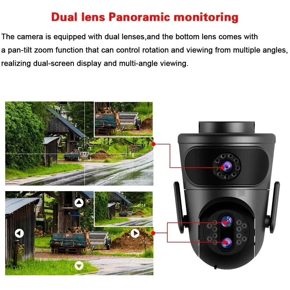 12MP Wifi Camera PTZ 2 Way Audio Outdoor Dual Screen 10X Digital Zoom Auto Tracking Security IP Camera Surveillance IPC 360 Home