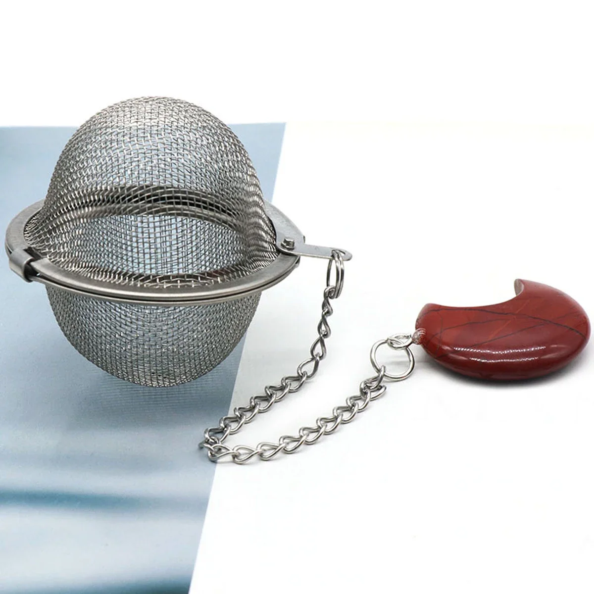 Wholesale Tea Strainer Natural Stone Moon-Shaped Stainless Steel Strainer For Making Tea Seasoning Bag Accessory