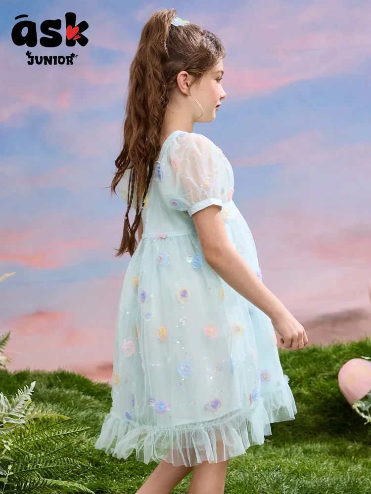 فستان صيفي للفتيات من توين، فستان شبكي رفيع #4