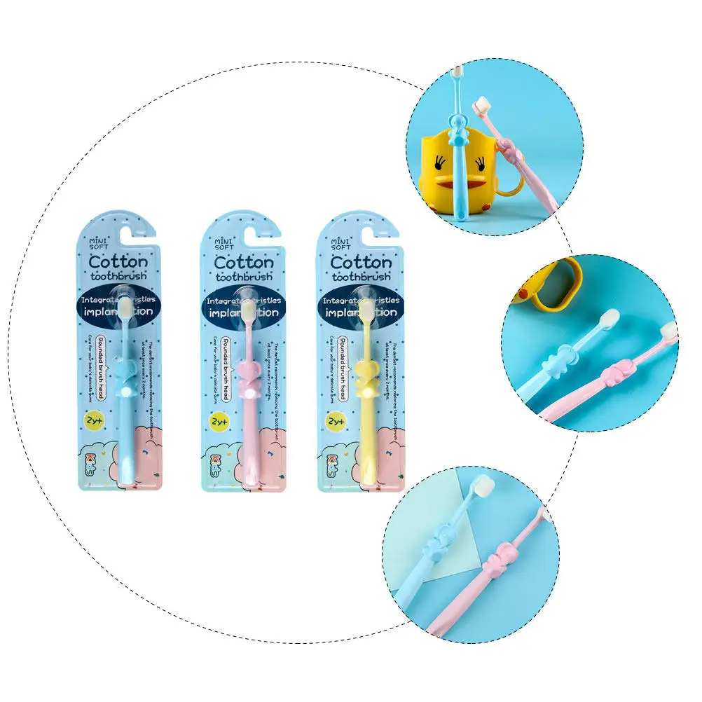 

3 шт., детская зубная щетка с мягкой щетиной, ручная зубная щетка с мультяшным рисунком, инструмент для ухода за полостью рта, эргономичный, удобный, маленький размер