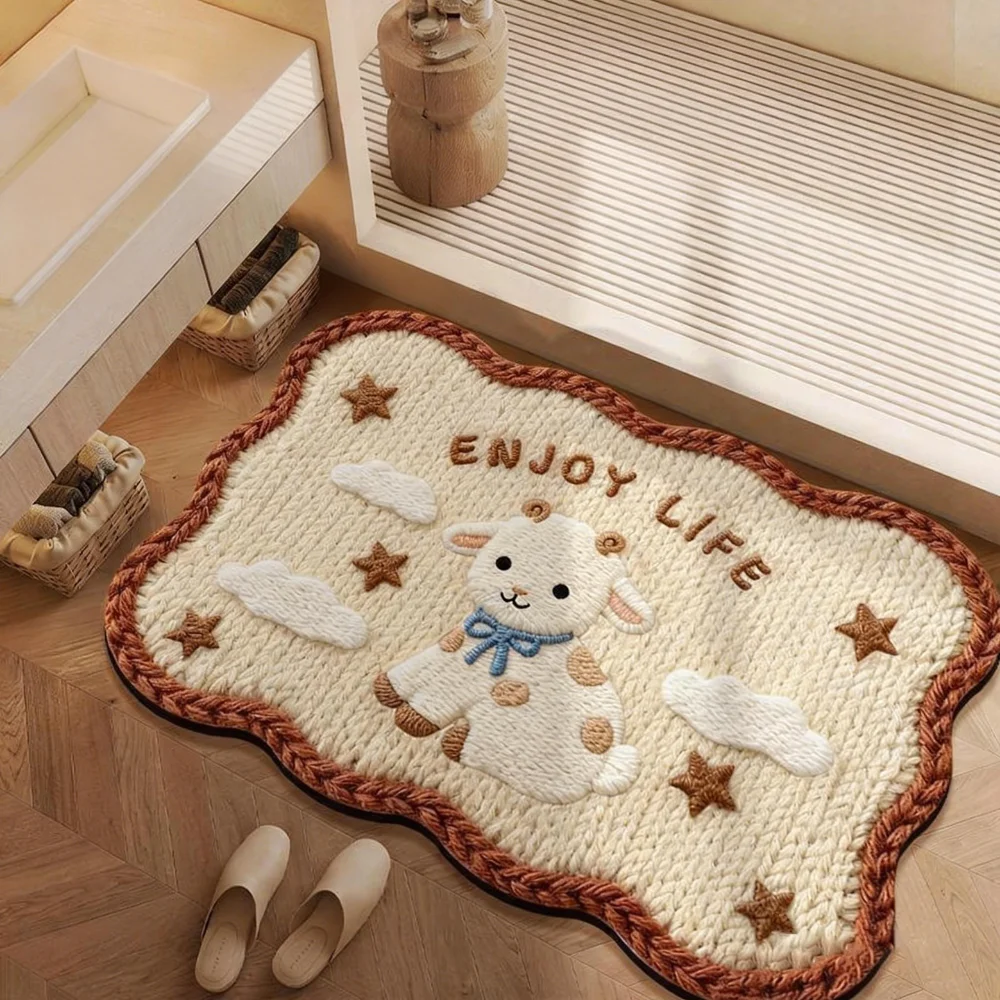 New 40*60cm Bath Mat Dirt-scraping Surface Non-slip Backing Doormat Household Washable Pony Door Mat Home Decoration