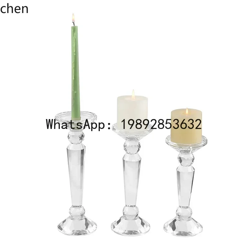

X5-8 Simple Crystal Glass Candle Holder Transparent Romantic Wedding Props Table Decoration Ornament Candle Holder