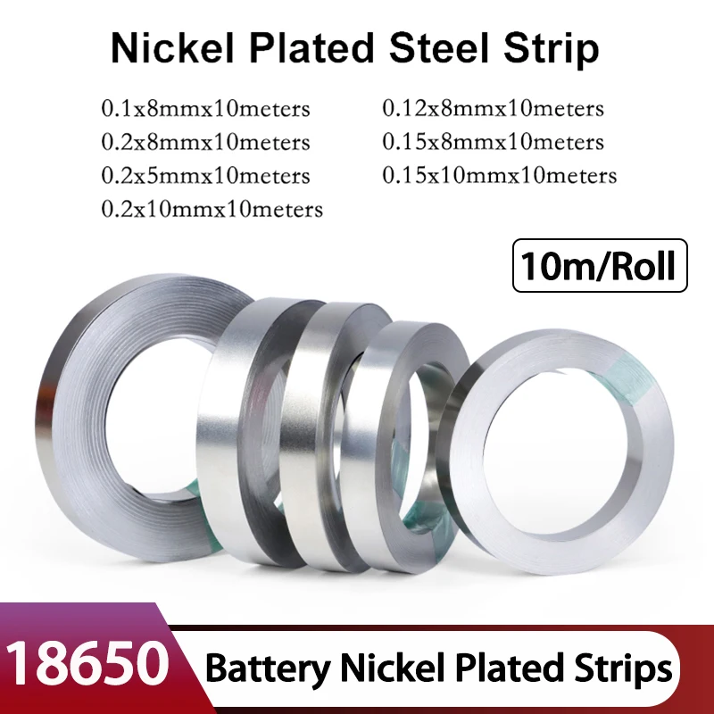 

18650 Battery Nickel Plated Strip 10m/Roll Li-ion Connector 0.1mm 0.12mm 0.15mm 0.2mm Spot Welder Steel Belt Battery Connectors