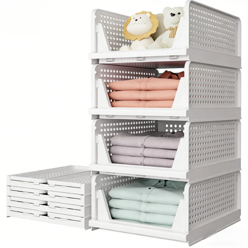 

Складная корзина для хранения домашнего использования, 2 упаковки, многофункциональная корзина для хранения игрушек для ванной комнаты, кухни, гостиной, одежды Space-S