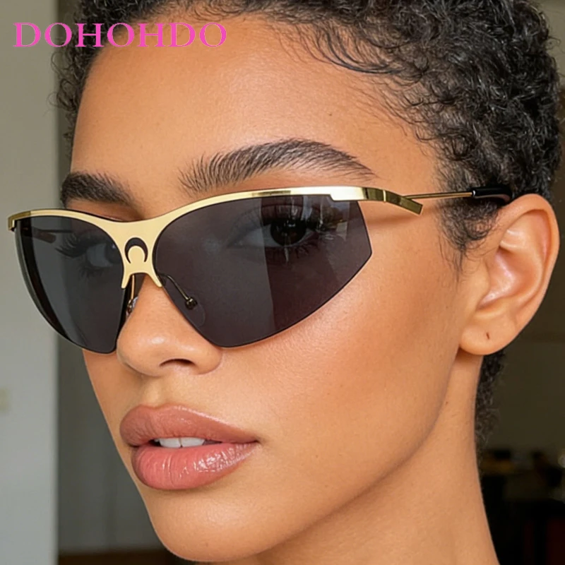 

Fashion Metal Steampunk Y2K One-Piece Women's Sunglasses Luxury Brand Hip Hop Sunglass Men Outdoor Travel Shade Eyewear UV400